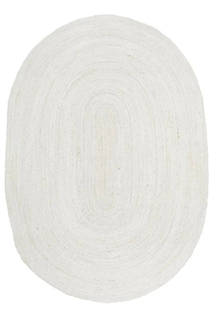 Bondi White  hand braided Oval Jute Rug RUG CULTURE