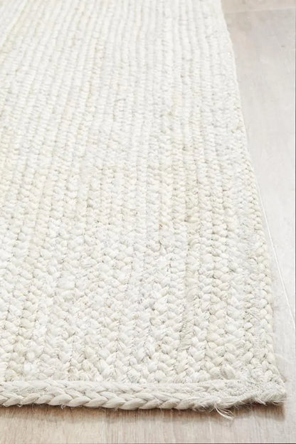 Bondi White Runner hand braided Jute Rug RUG CULTURE