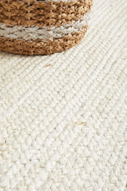 Bondi White Runner hand braided Jute Rug RUG CULTURE