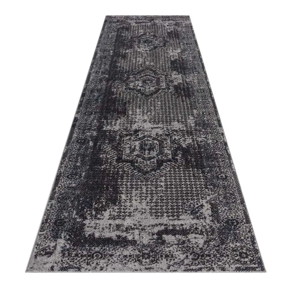 Clare 135 Dark Grey Hallway Runner Saray Rugs