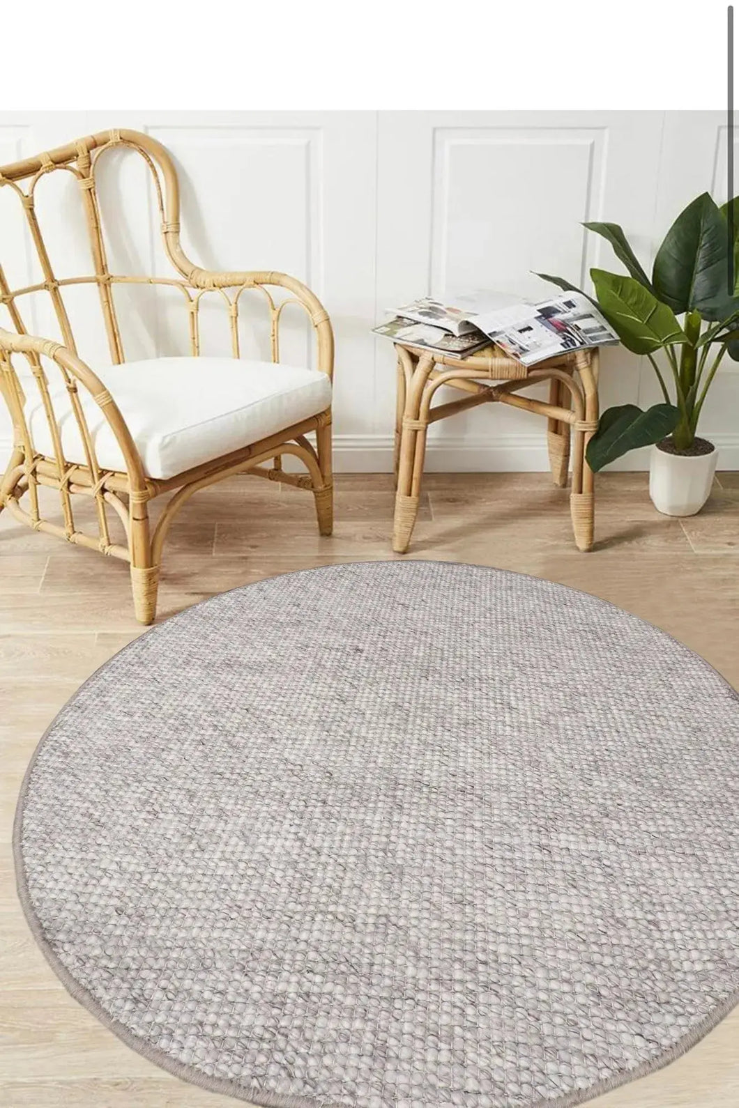 Decor Light Grey Wool Round Rug