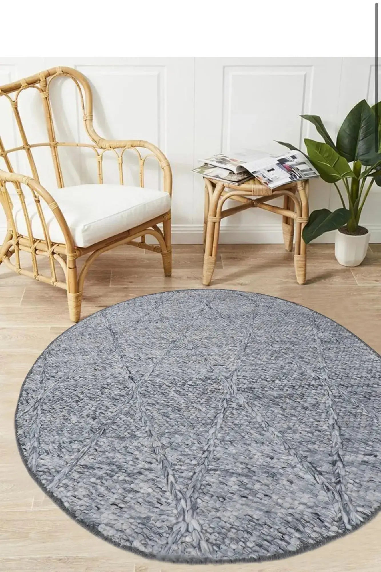 Buy Best Quality Diamond Spotted Grey Wool Round Rug Rugs at Star Rugs