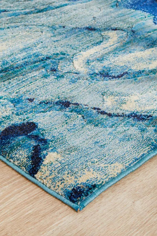 Dream Waves Modern Indigo Runner Rug Rug Culture