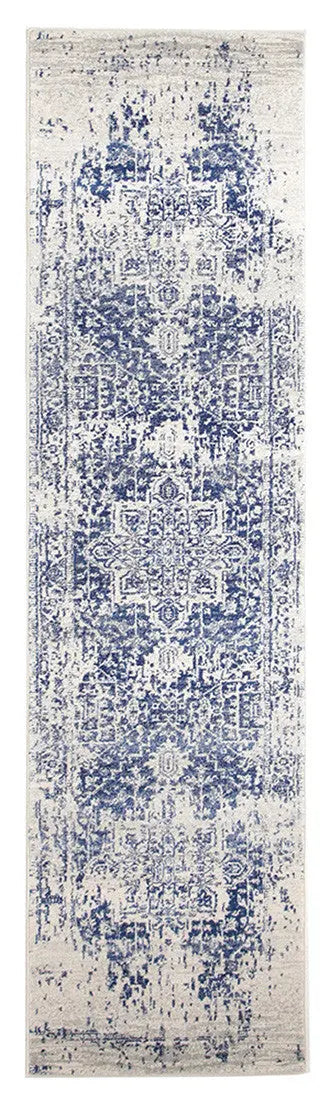 Eclipse 253 White&Navy Hallway Runner Unitex