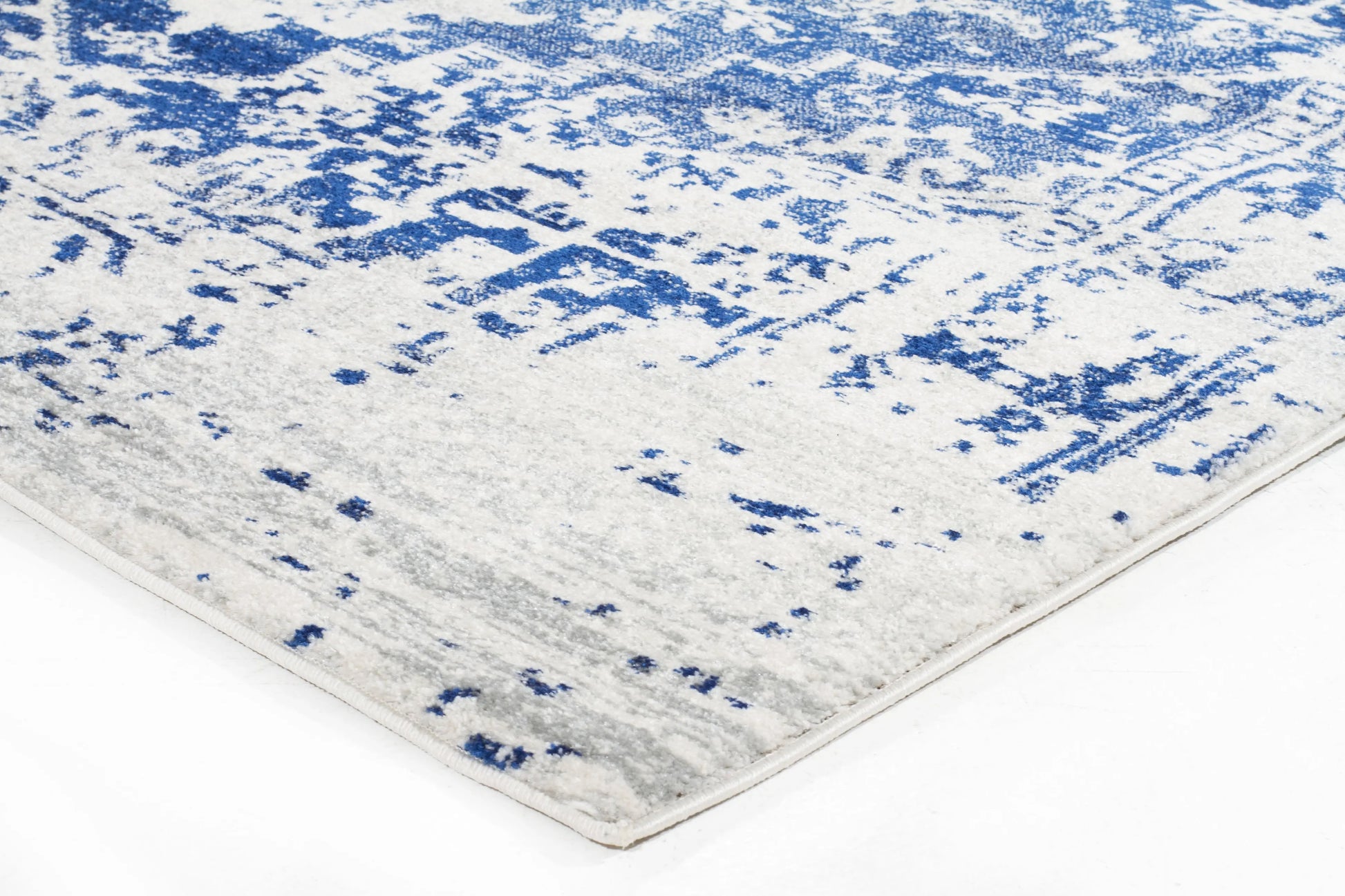 Eclipse 253 White&Navy Hallway Runner Unitex