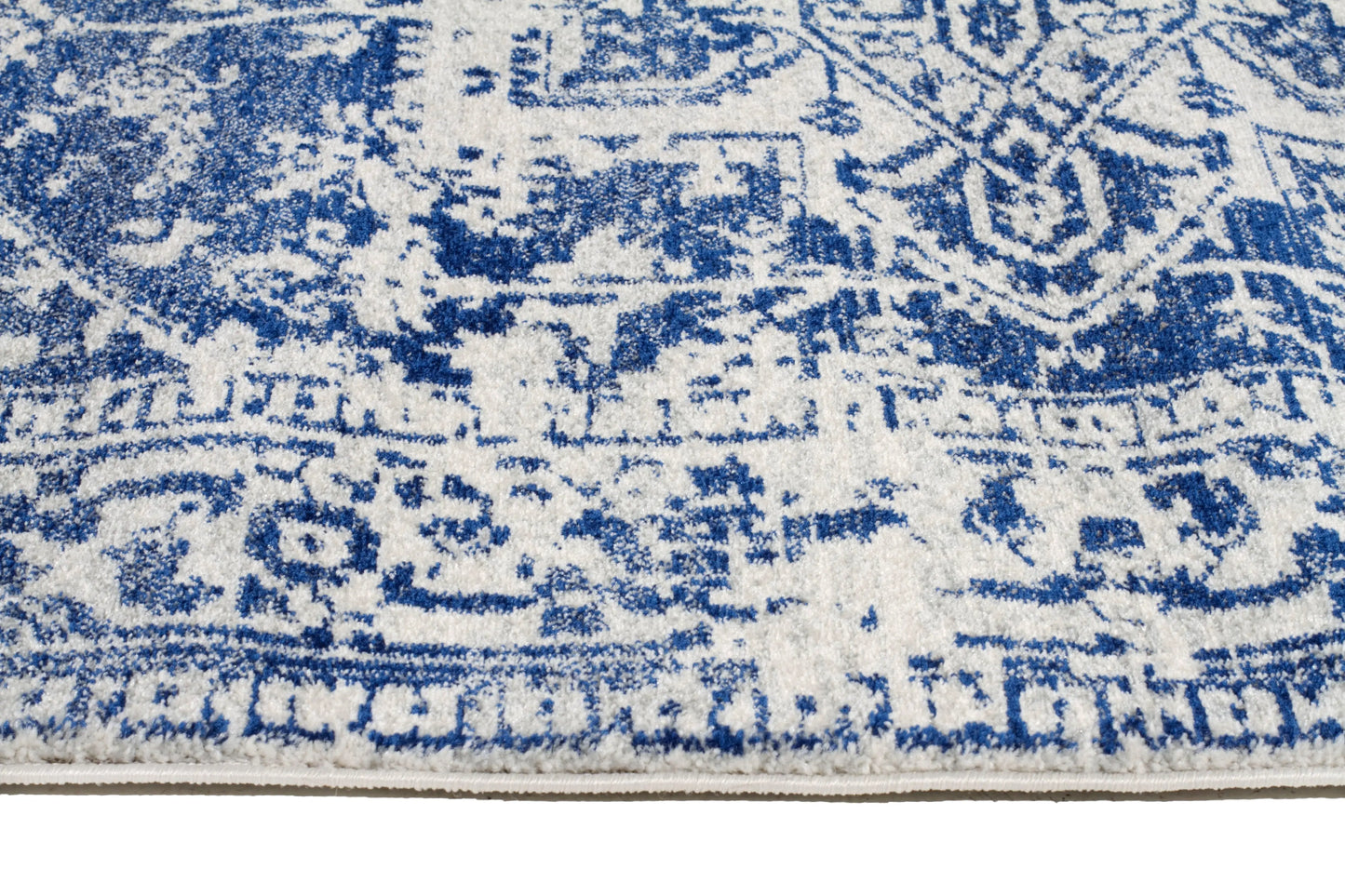 Eclipse 253 White&Navy Hallway Runner Unitex
