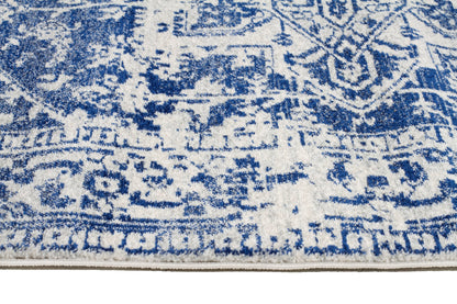 Eclipse 253 White&Navy Hallway Runner Unitex