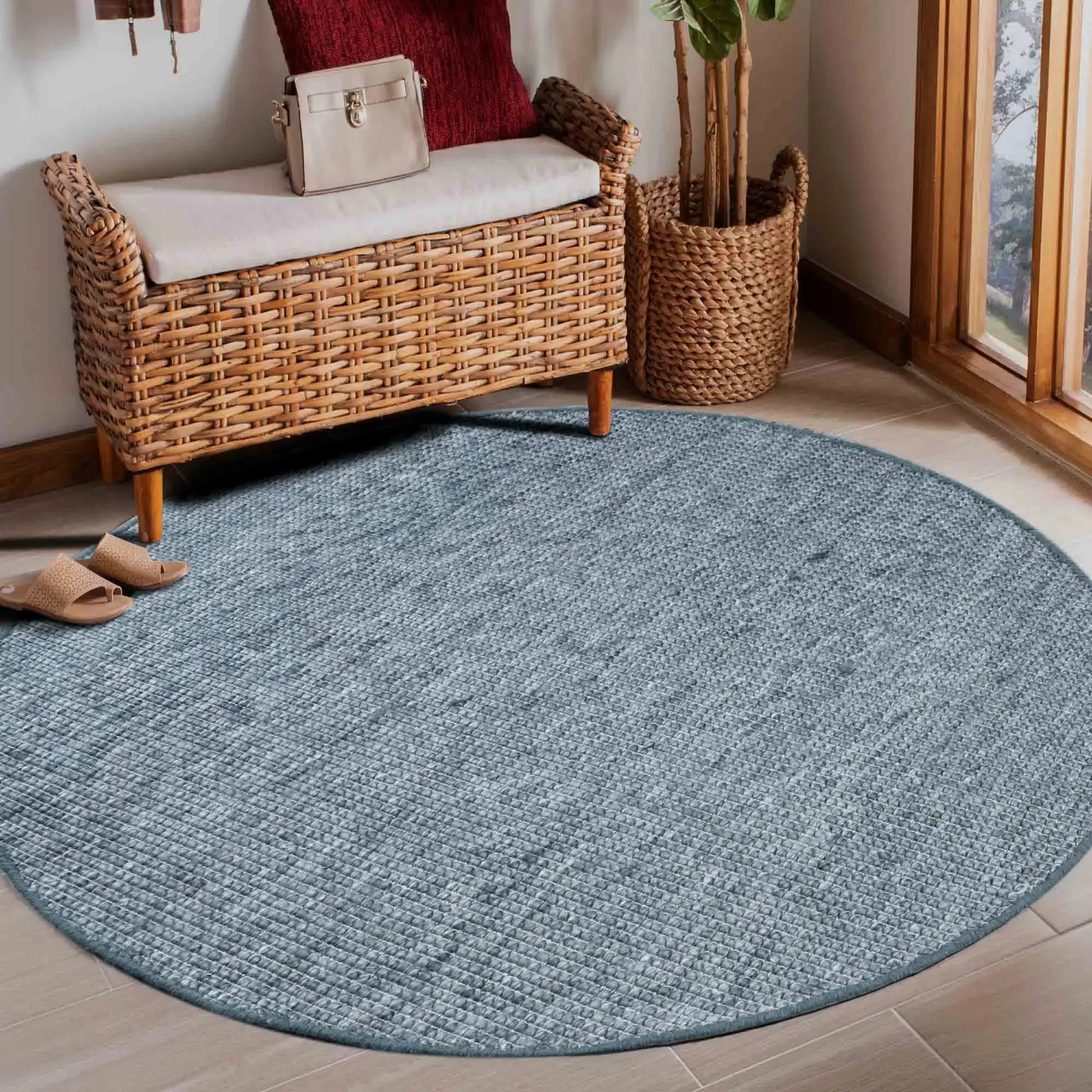 Buy Best Quality Fancy Anthra Grey Wool Round Rug Rugs at Star Rugs