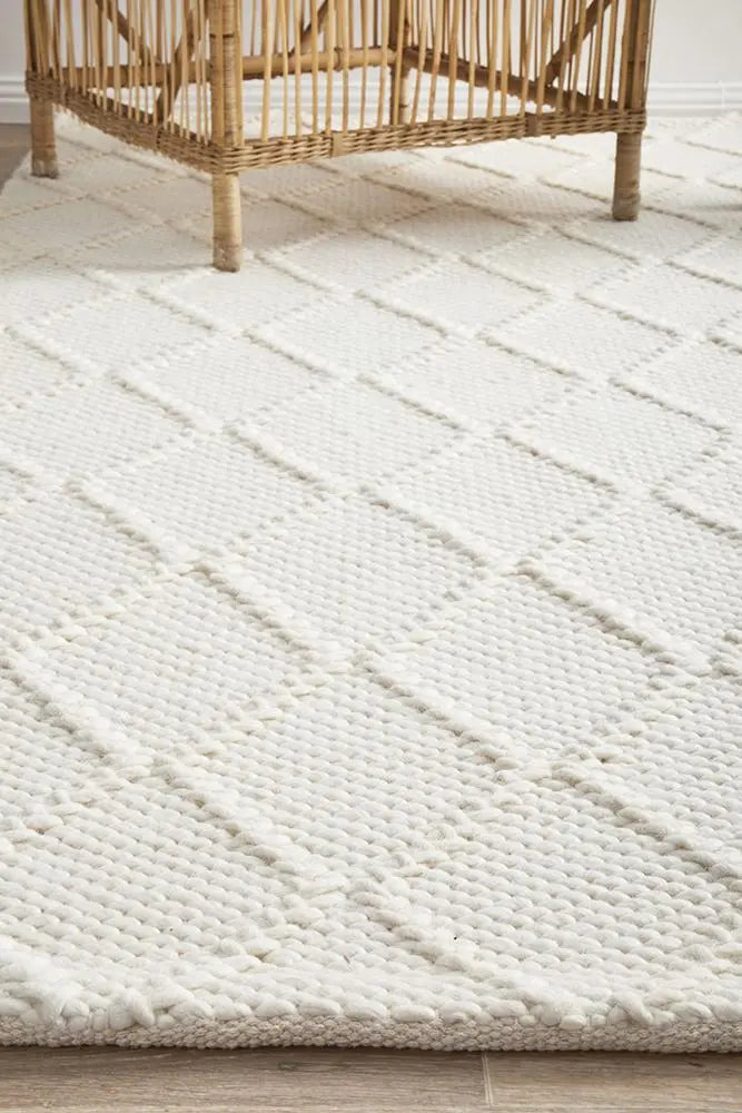 Hoxton Hand Loomed White Wool Rug RUG CULTURE