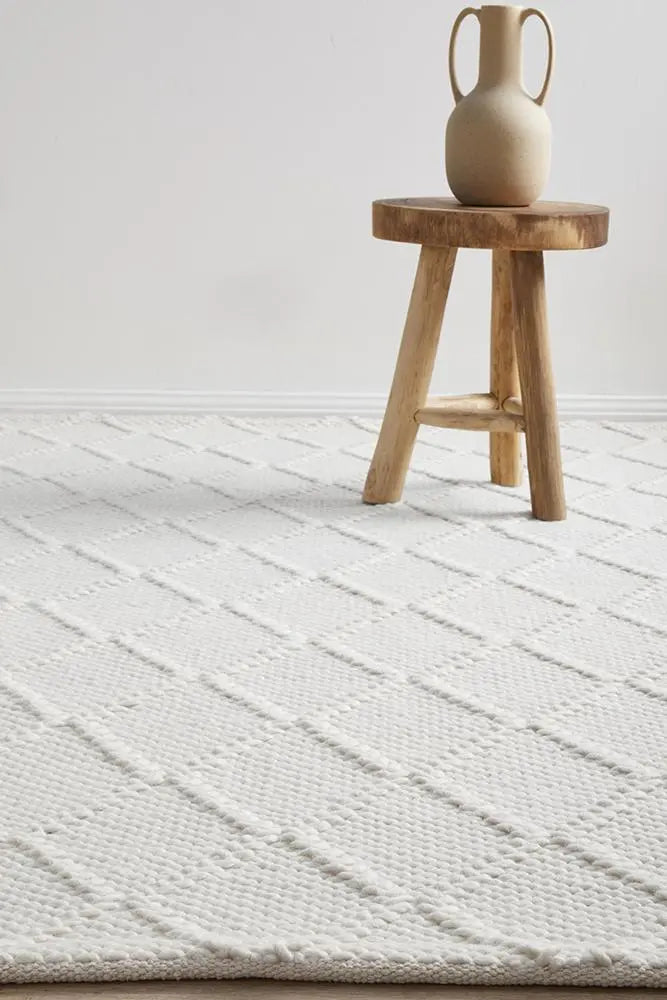 Hoxton Hand Loomed White Wool Rug RUG CULTURE