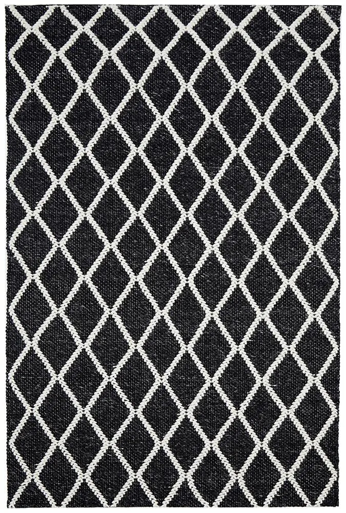 Hoxton hand loomed Black wool Rug RUG CULTURE