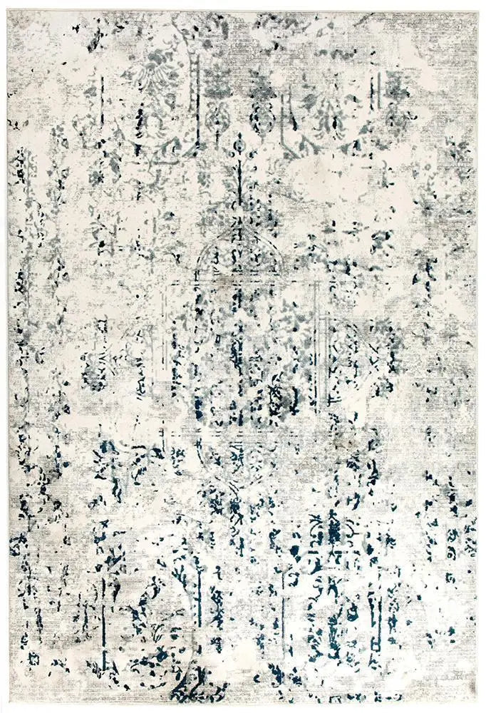 Kathy Farah Distressed Contemporary Rug White Blue Grey Rug Culture