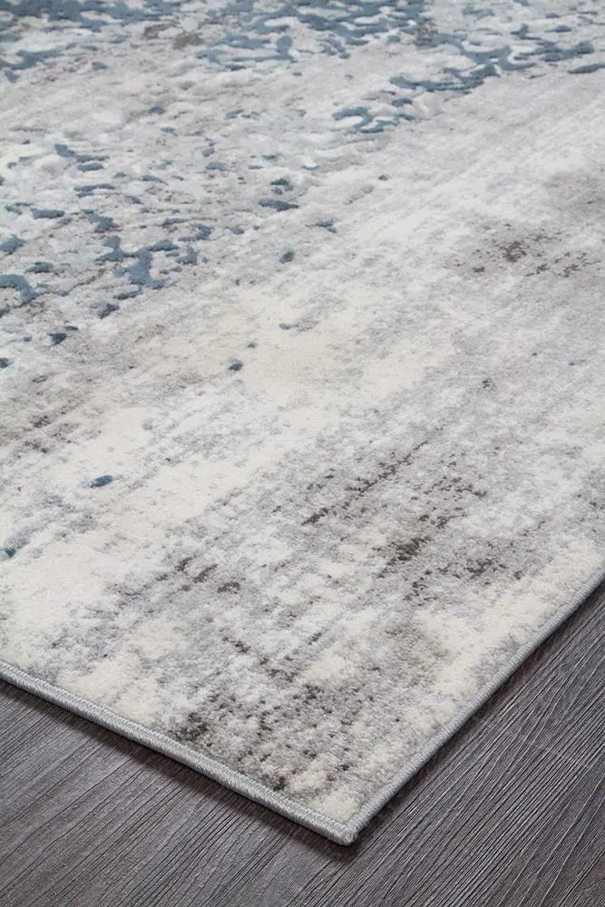 Kathy Farah Distressed Contemporary Rug White Blue Grey Rug Culture