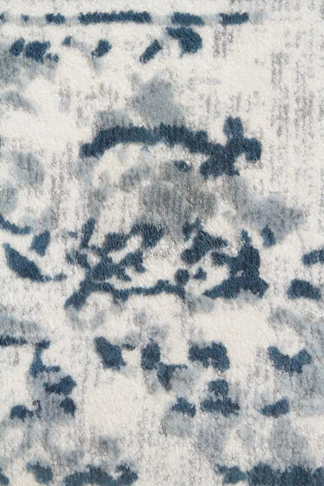 Kathy Farah Distressed Contemporary Rug White Blue Grey Rug Culture