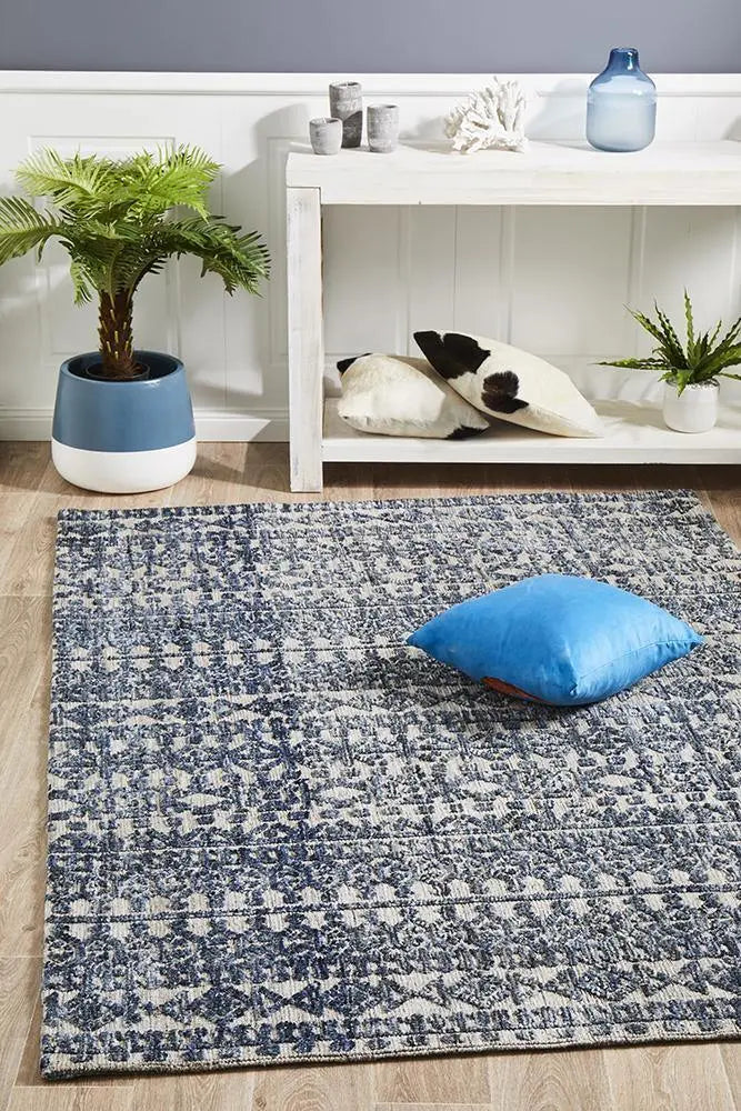 Levanta Tara Navy Grey Rug Rug Culture
