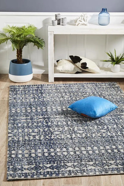 Levanta Tara Navy Grey Rug Rug Culture