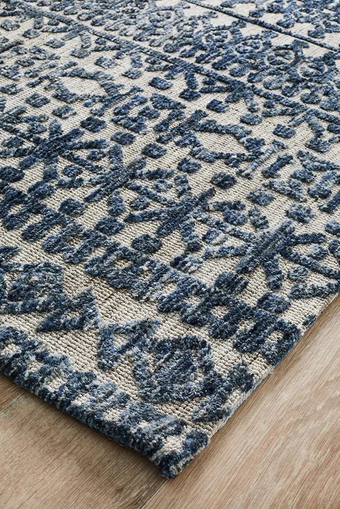 Levanta Tara Navy Grey Rug Rug Culture