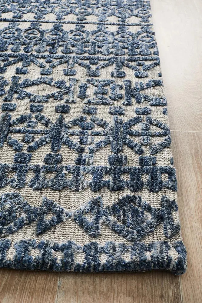 Levanta Tara Navy Grey Rug Rug Culture