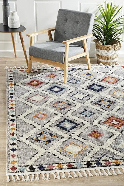 Melisa 555 Grey Fringe Rug Unitex