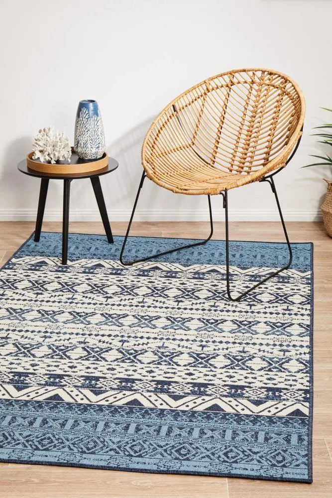 Outdoor Sea  White Blue Rug RUG CULTURE