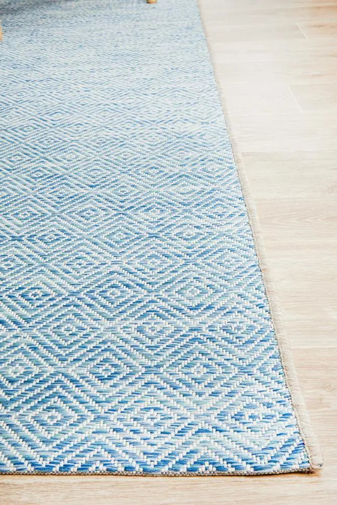 Outdoor Terrace  Square Blue Rug Rug Culture