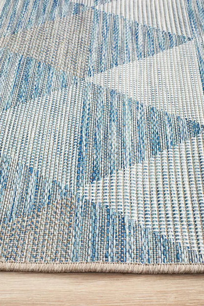 Outdoor Terrace  White Blue Runner Rug Rug Culture