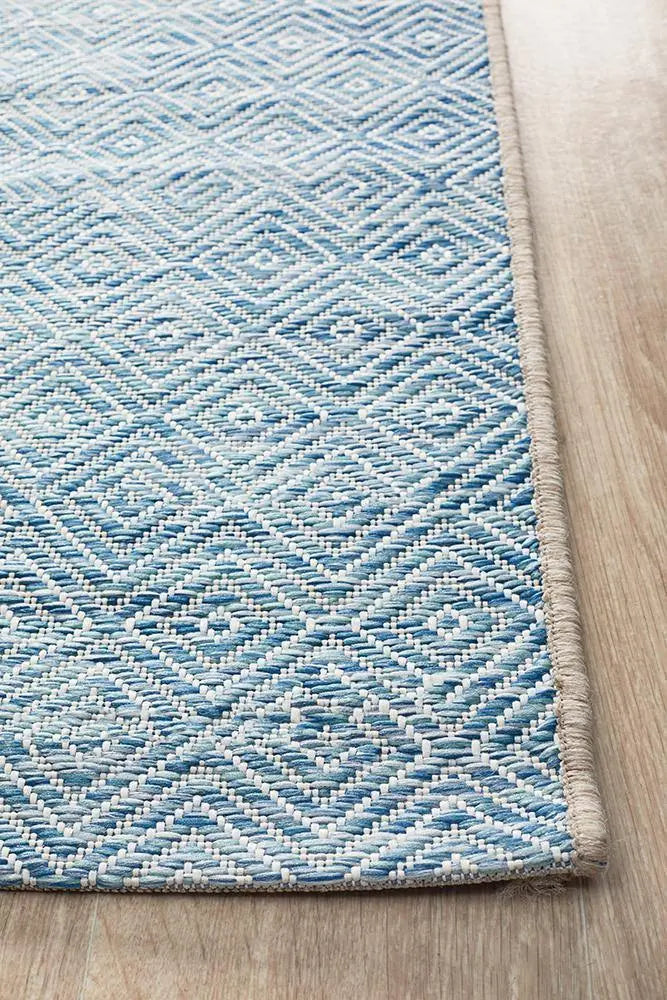 Outdoor Terrace Pattern Blue Runner Rug Rug Culture
