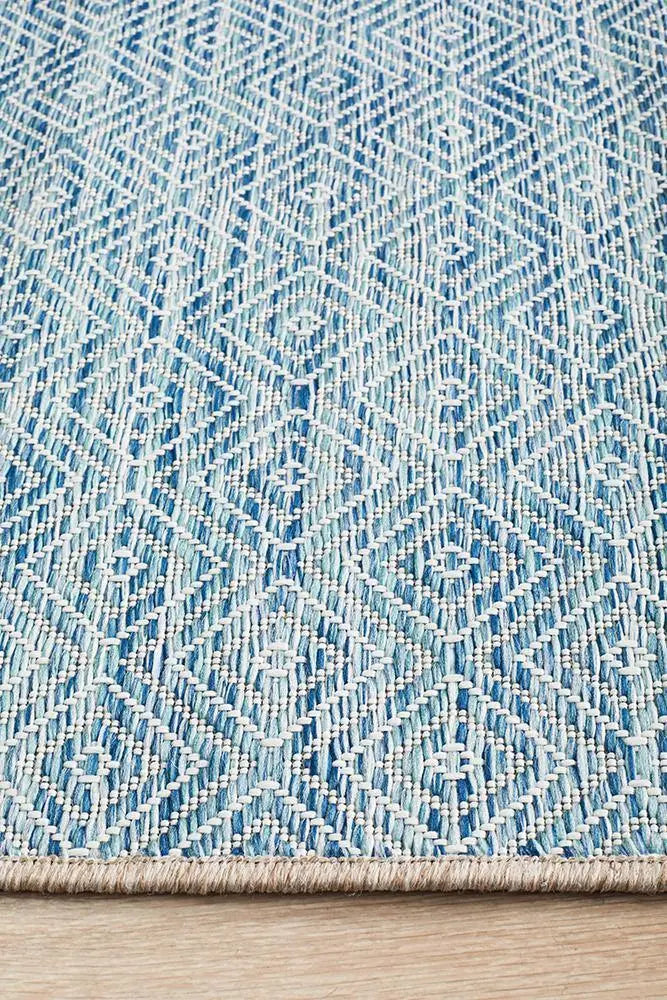 Outdoor Terrace Pattern Blue Runner Rug Rug Culture
