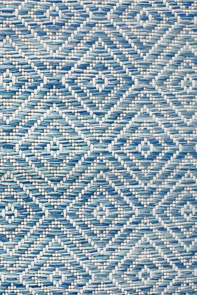 Outdoor Terrace Pattern Blue Runner Rug Rug Culture