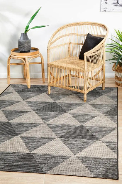 Outdoor Terrace White  Black Rug Rug Culture