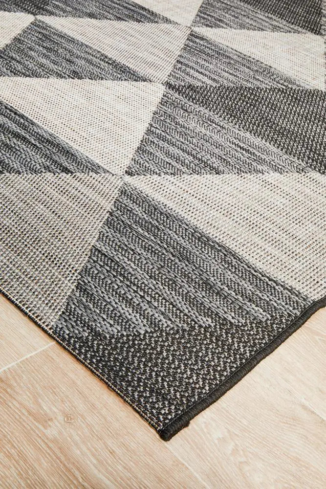 Outdoor Terrace White  Black Rug Rug Culture