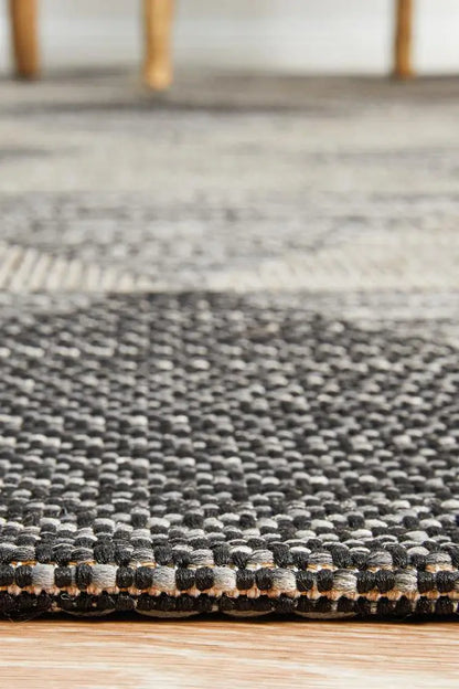 Outdoor Terrace White  Black Rug Rug Culture
