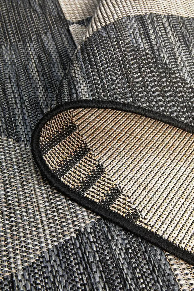 Outdoor Terrace White  Black Rug Rug Culture