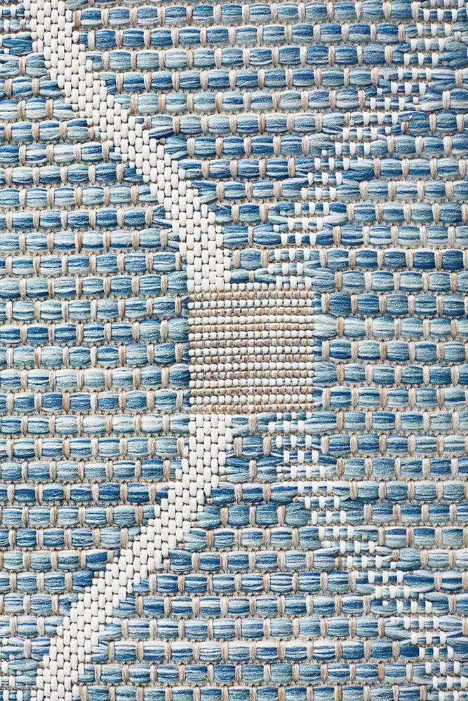 Outdoor Terrace waving Blue Runner Rug Rug Culture