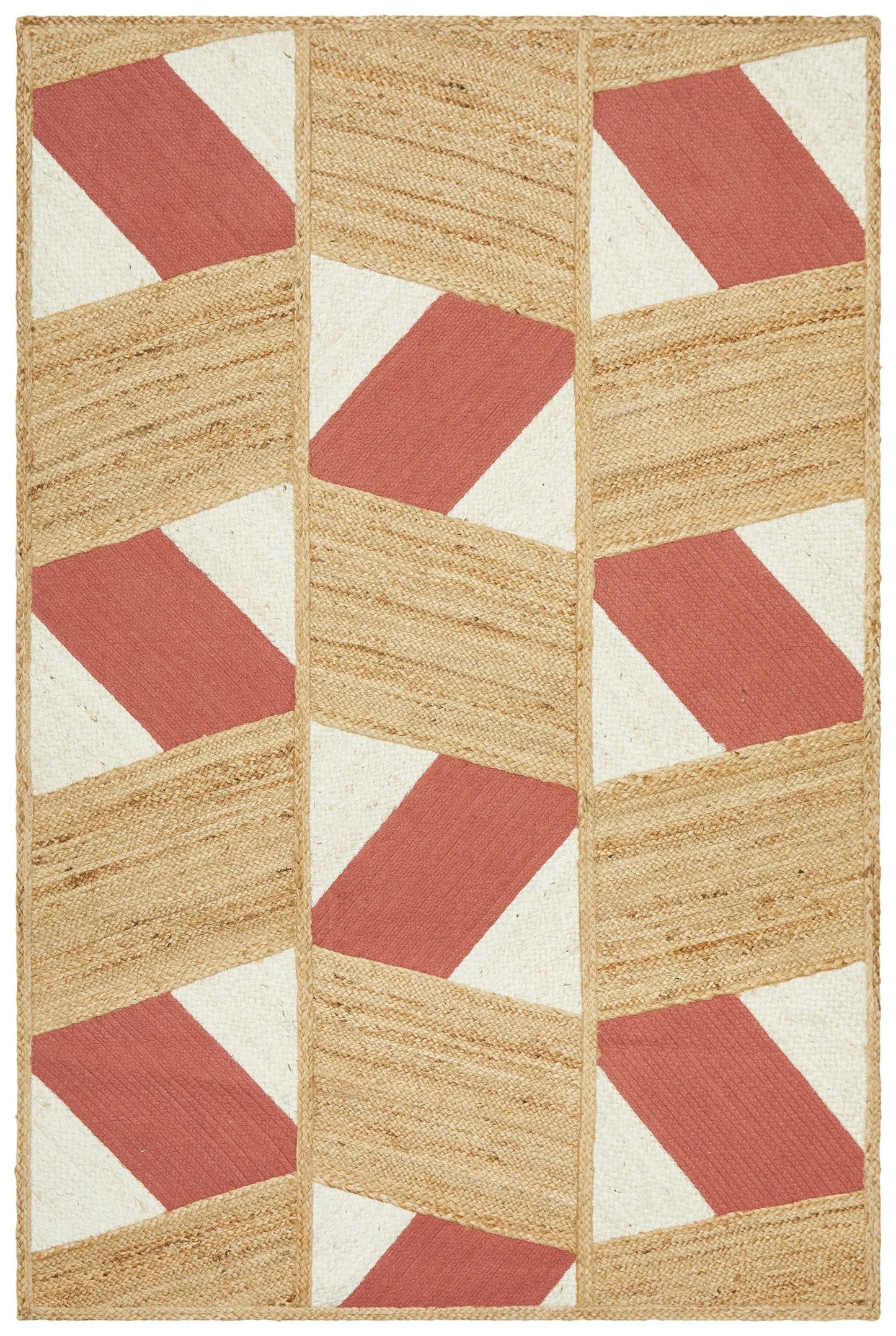 Paris 111 Coral Natural jute and Cotton Rug Unitex