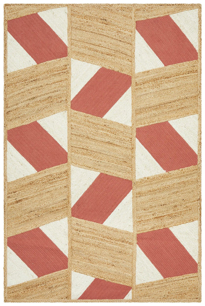 Paris 111 Coral Natural jute and Cotton Rug Unitex