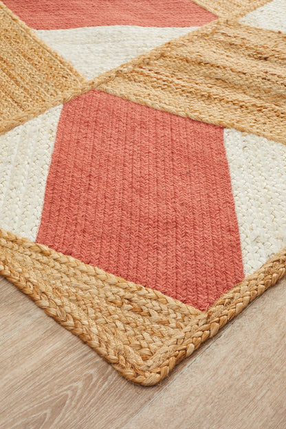 Paris 111 Coral Natural jute and Cotton Rug Unitex
