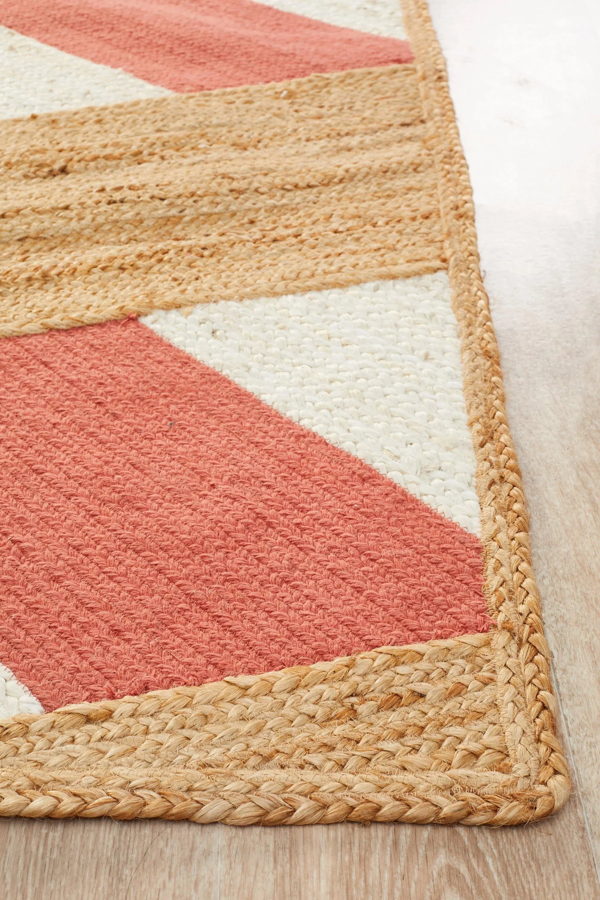 Paris 111 Coral Natural jute and Cotton Rug Unitex
