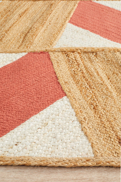 Paris 111 Coral Natural jute and Cotton Rug Unitex