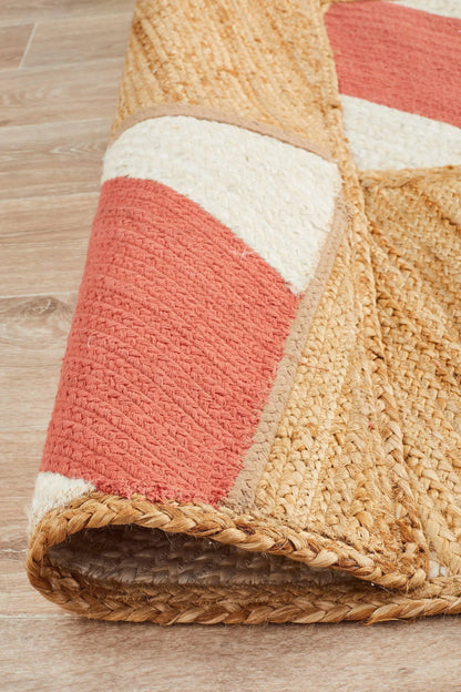 Paris 111 Coral Natural jute and Cotton Rug Unitex