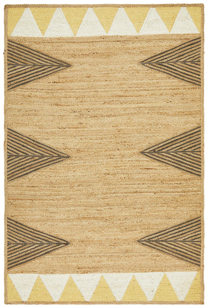 Paris 222 Yellow Natural jute and Cotton Rug Unitex