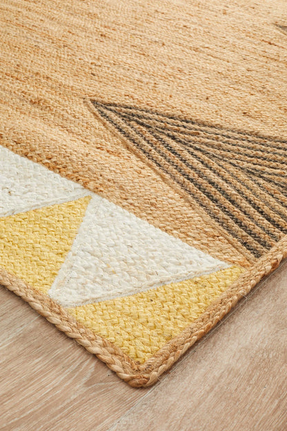 Paris 222 Yellow Natural jute and Cotton Rug Unitex