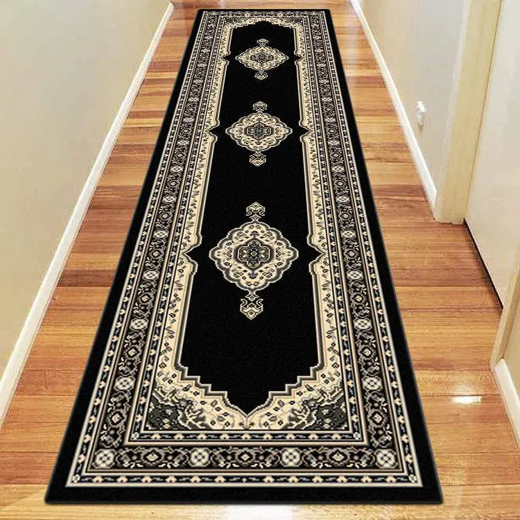 Ruby flam Black Hallway Runner Saray Rugs