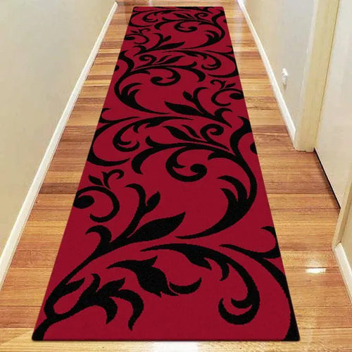 Ruby floral Red Hallway Runner Saray Rugs