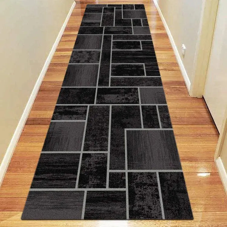 Ruby striped Black Hallway Runner Saray Rugs