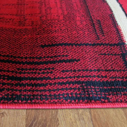 Ruby striped Red Hallway Runner Saray Rugs