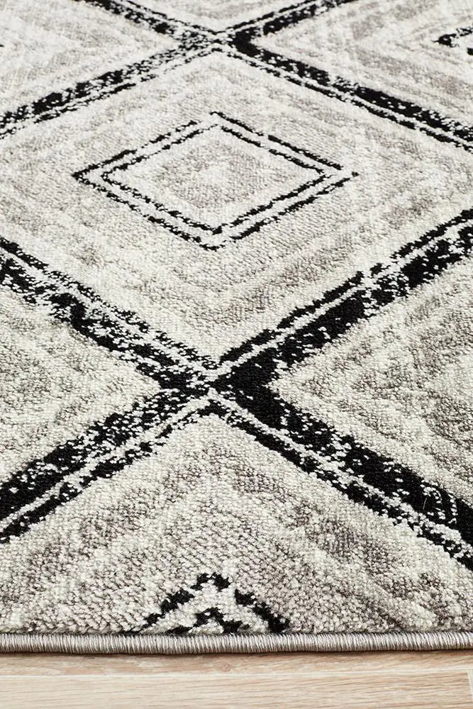 Sabrina Geo Diamonds Rug Grey Black Rug Culture