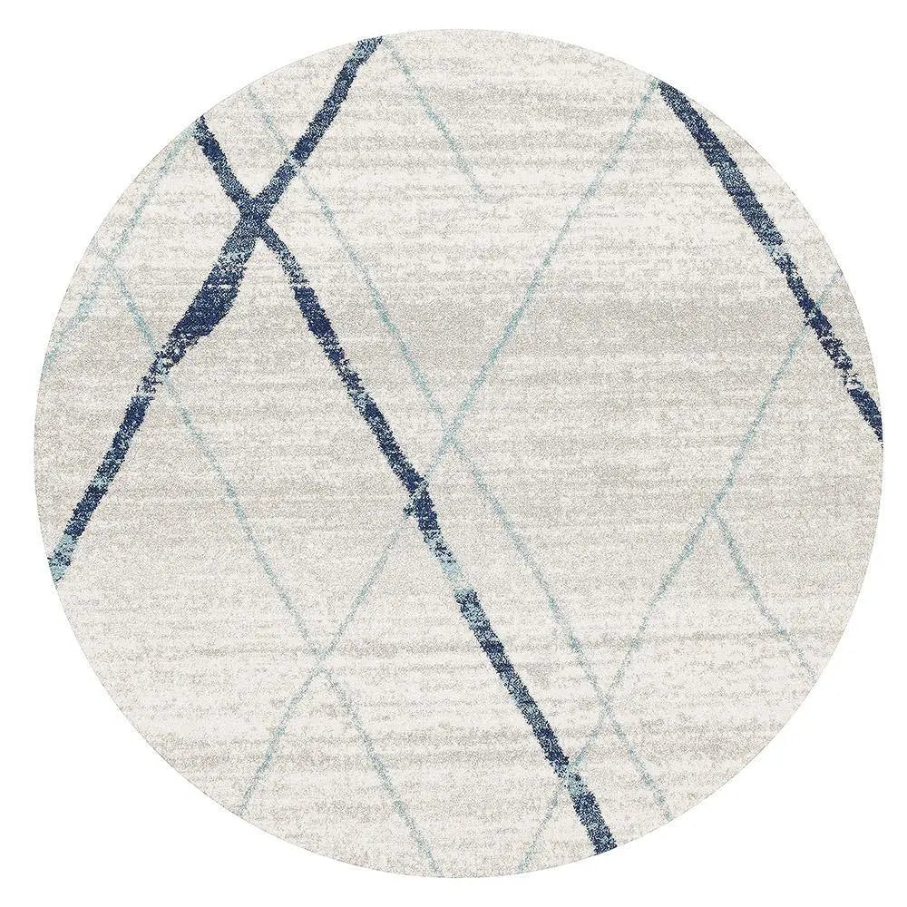 Sahra 452 Blue Round Rugs Unitex