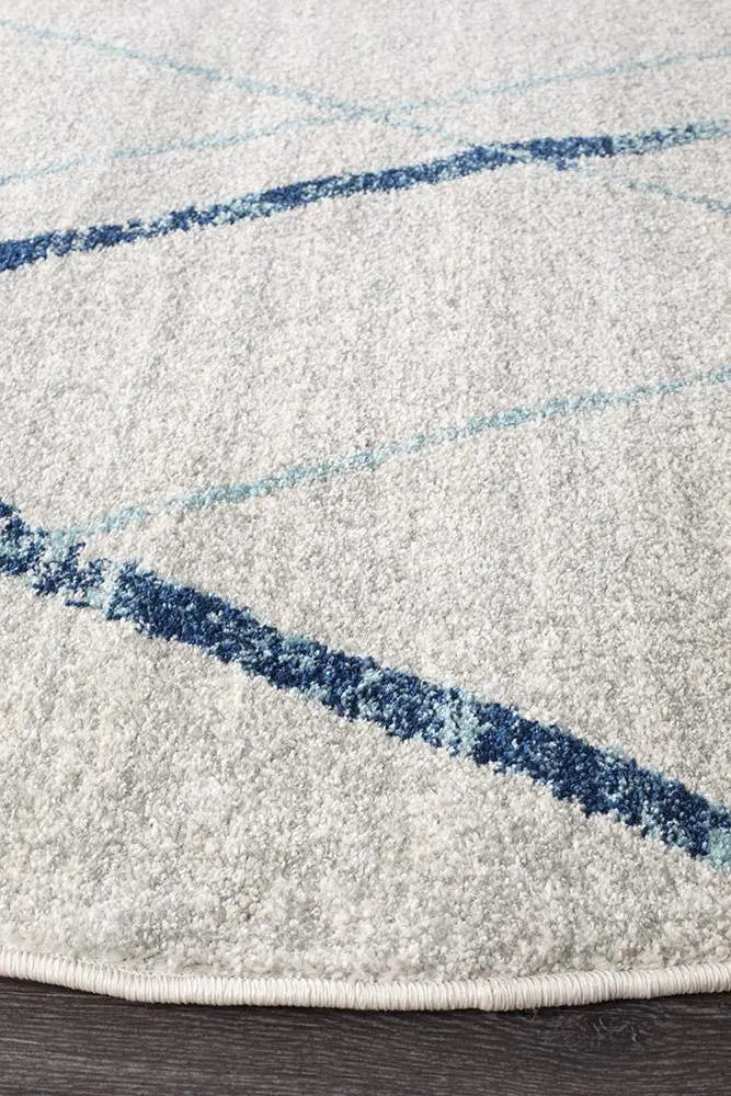 Sahra 452 Blue Round Rugs Unitex