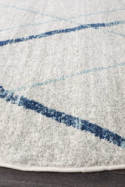 Sahra 452 Blue Round Rugs Unitex